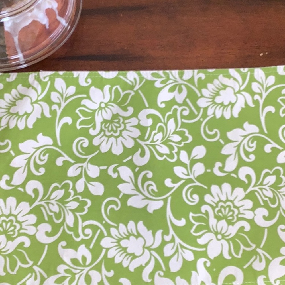 Colordrift Placements Green and White Floral NWOT